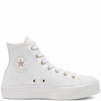 Converse Elevated Gold Platform Chuck Taylor All Star - Naisten Matalavartiset Tennarit - Valkoinen/